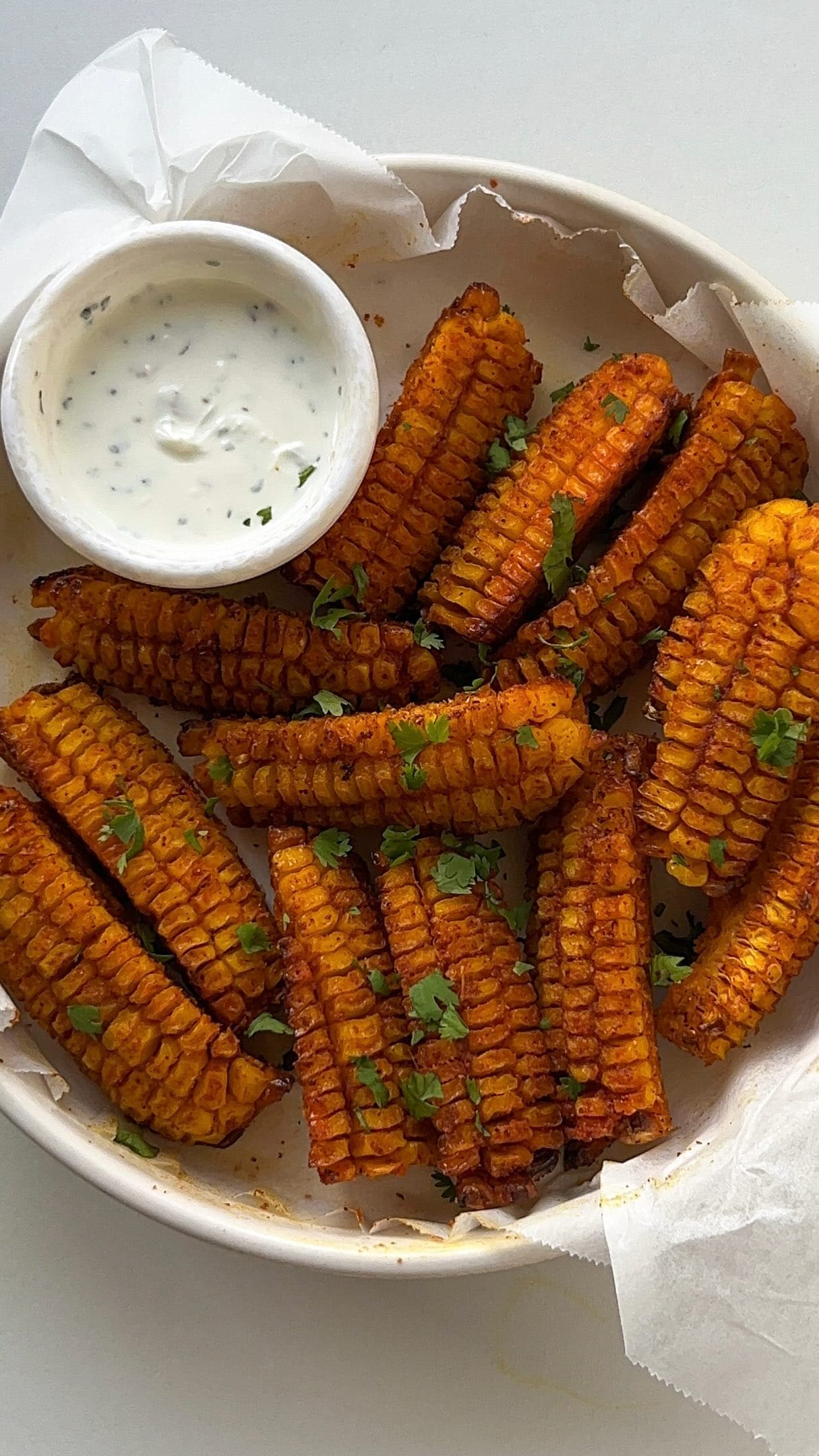 Pittige, knapperige airfryer corn ribs