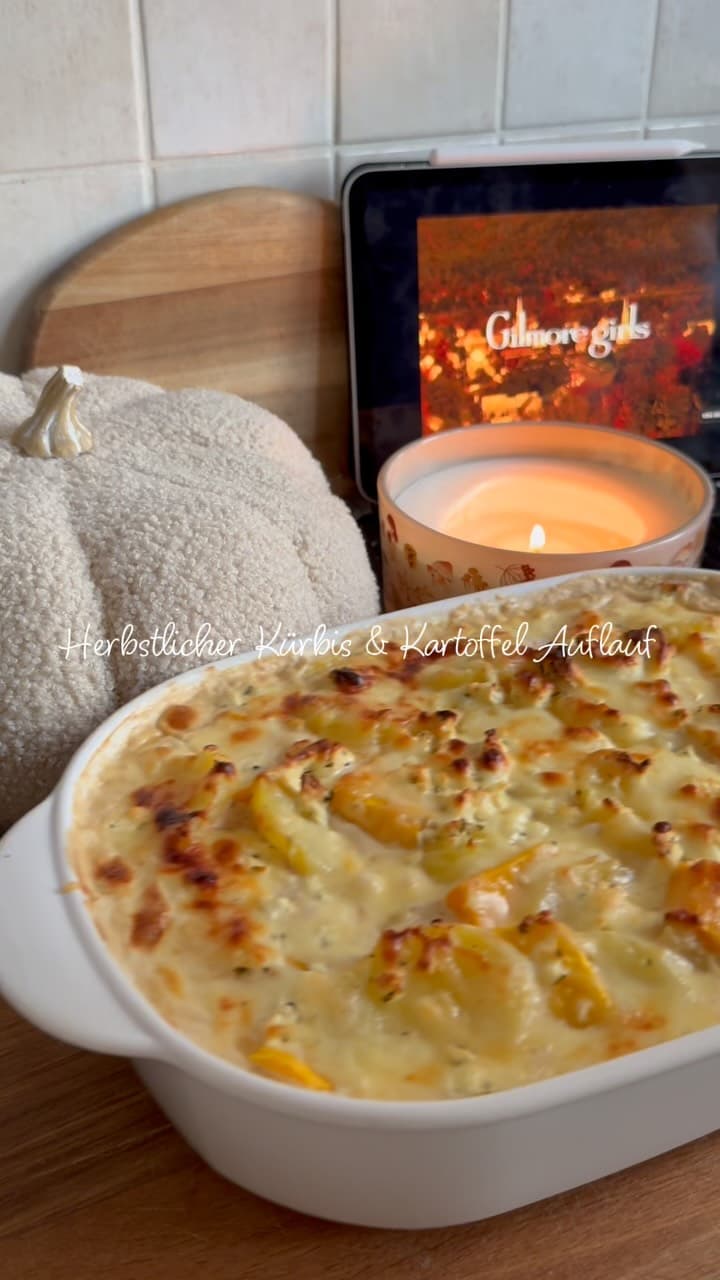 Kürbis-Kartoffel-Auflauf mit cremiger Sauce