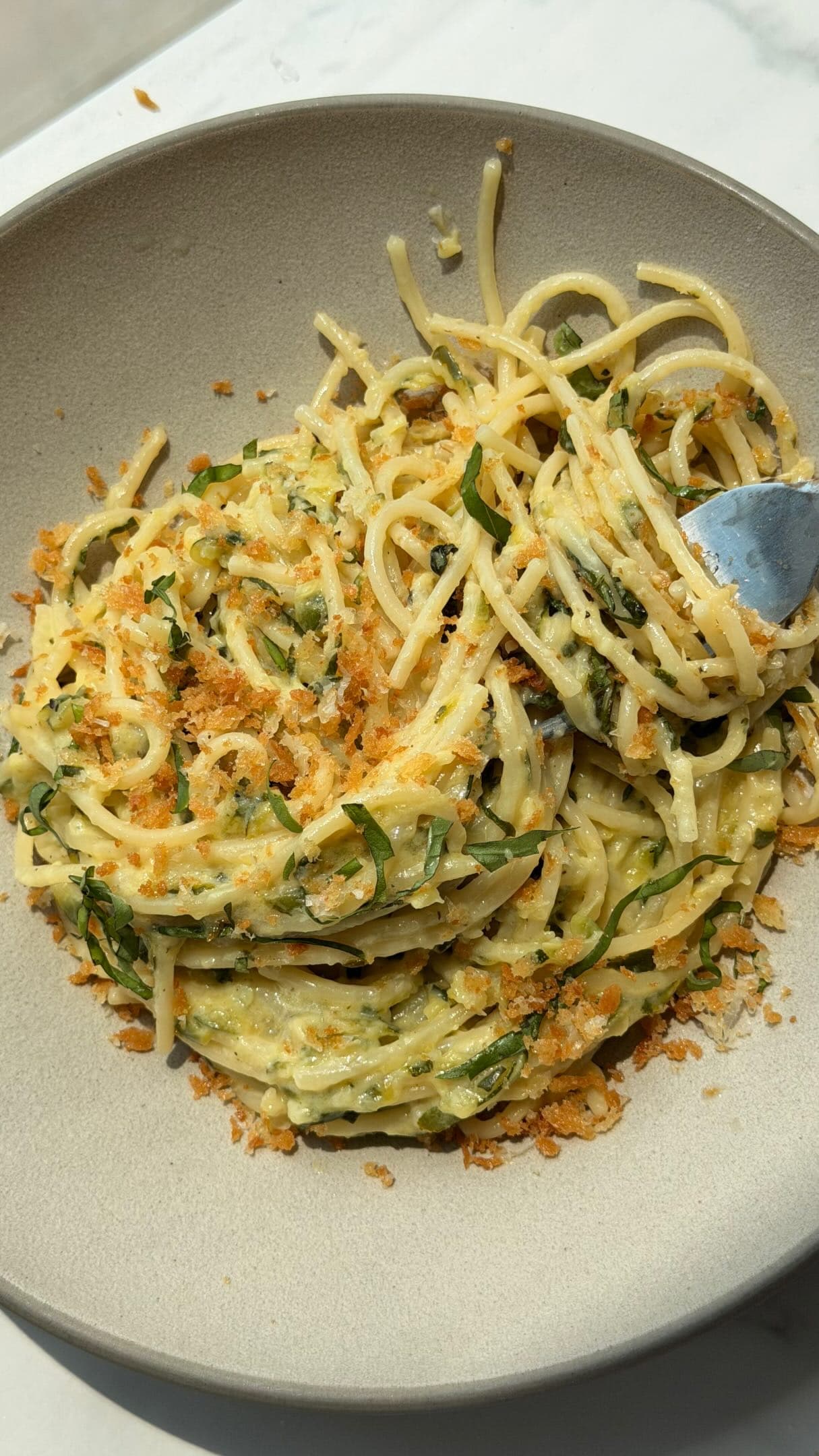 Creamy Zucchini Pasta with Basil