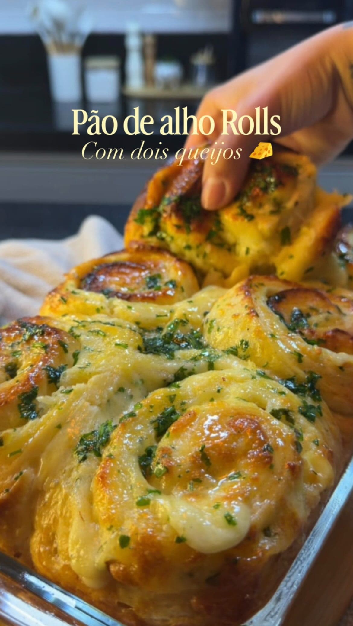 Pão de Alho Rolls com Dois Queijos