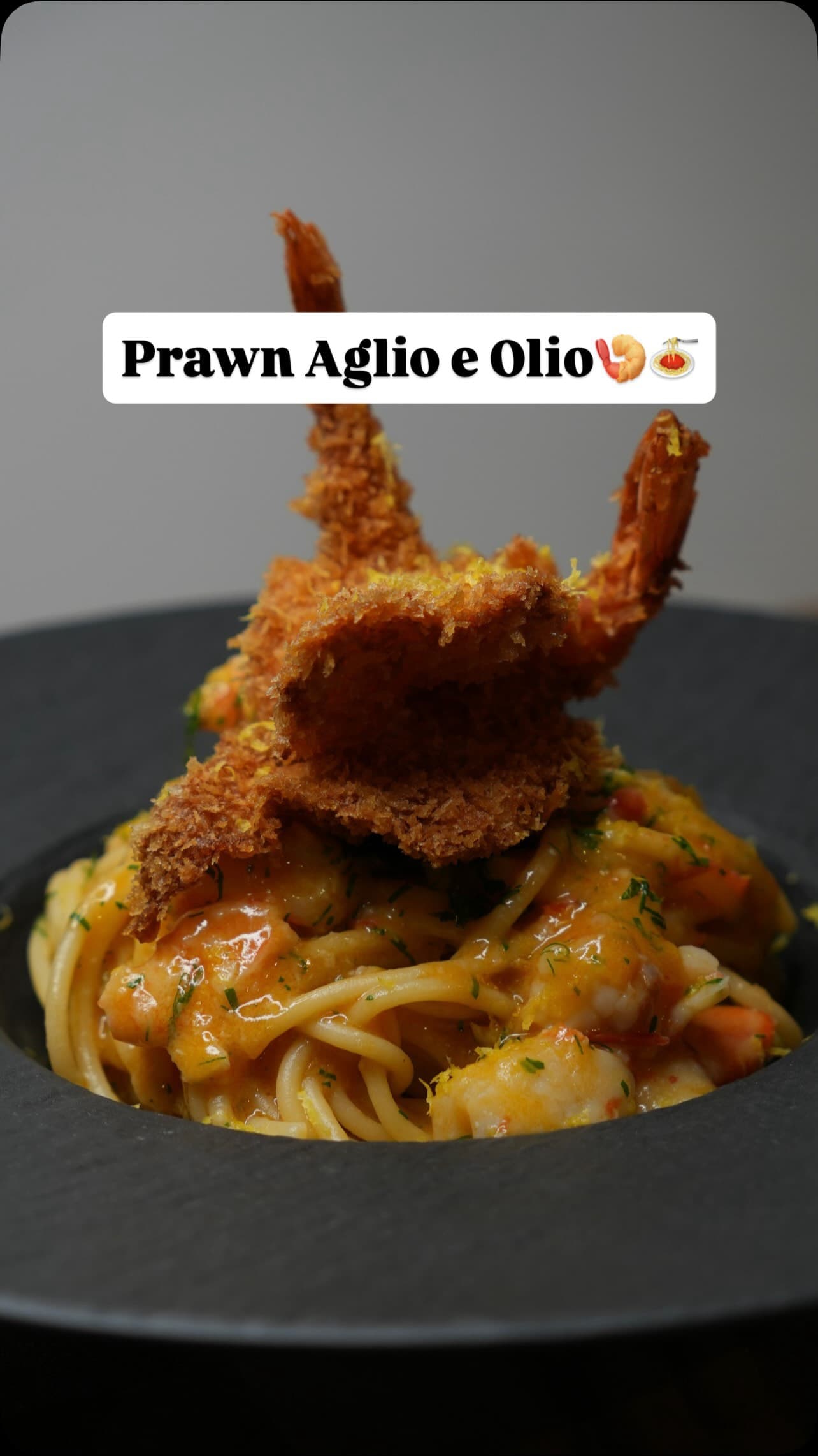 Spaghetti Aglio e Olio com Camarão e Óleo Caseiro