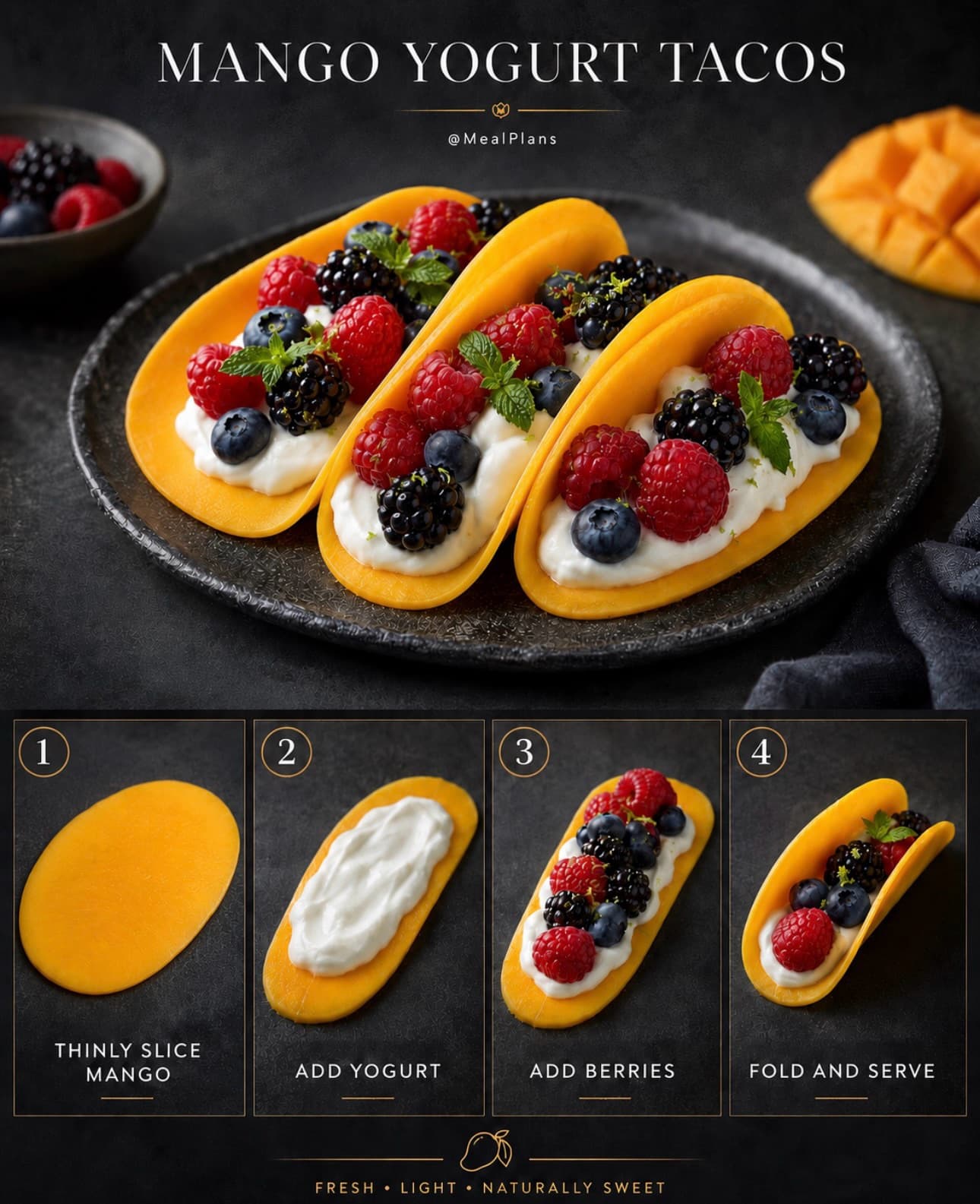 Mango Yogurt Tacos with Berries