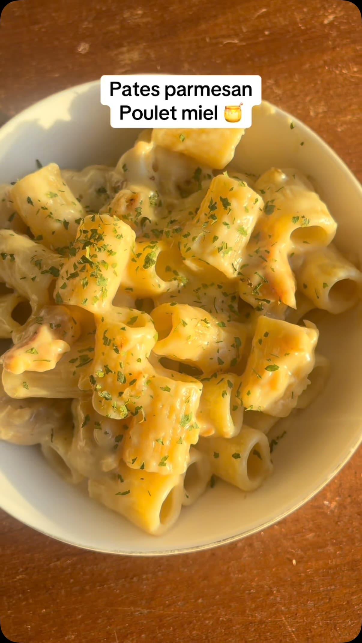 Pâtes Melo Melo au Poulet, Miel et Parmesan