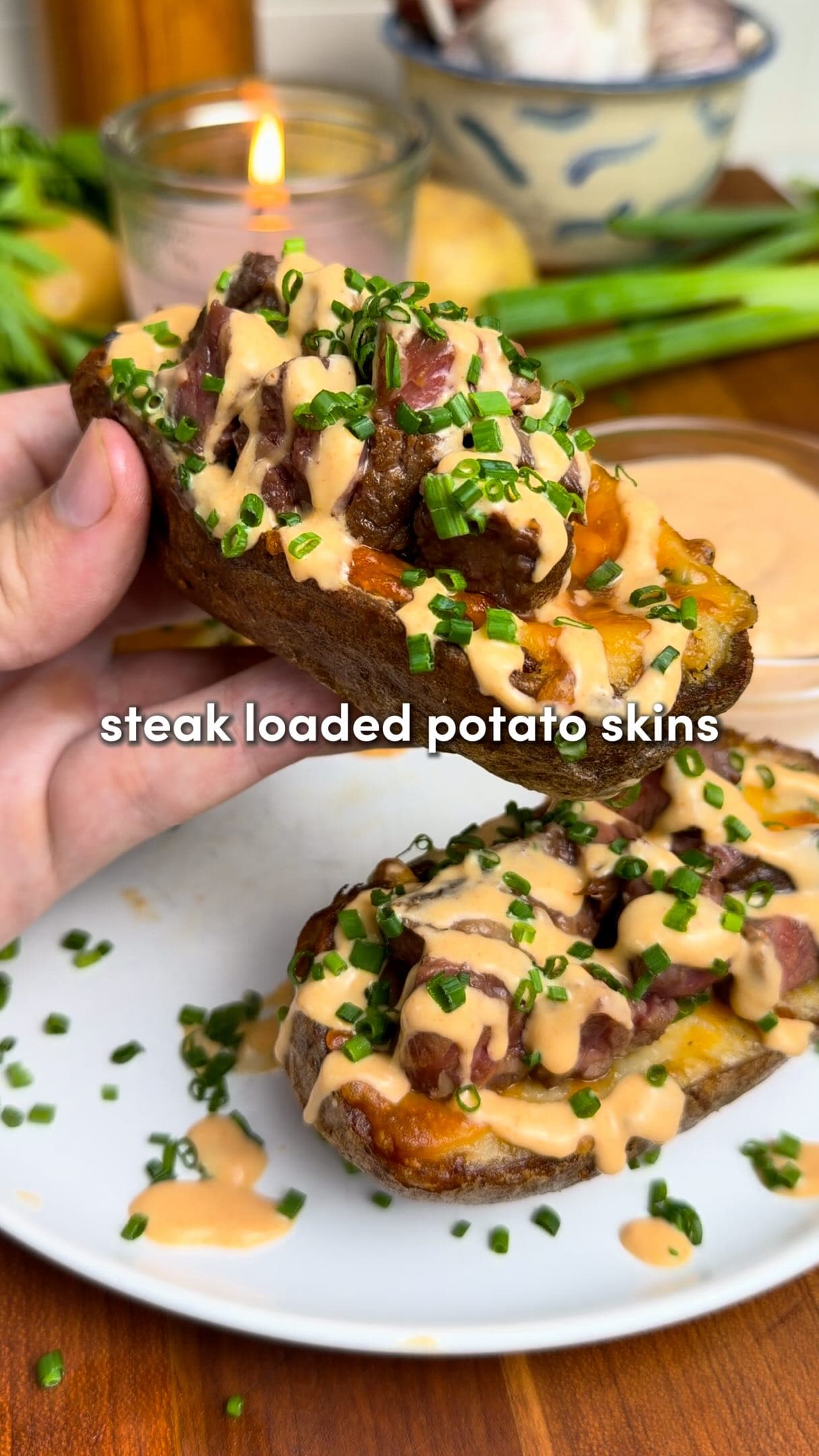 Steak Loaded Potato Skins