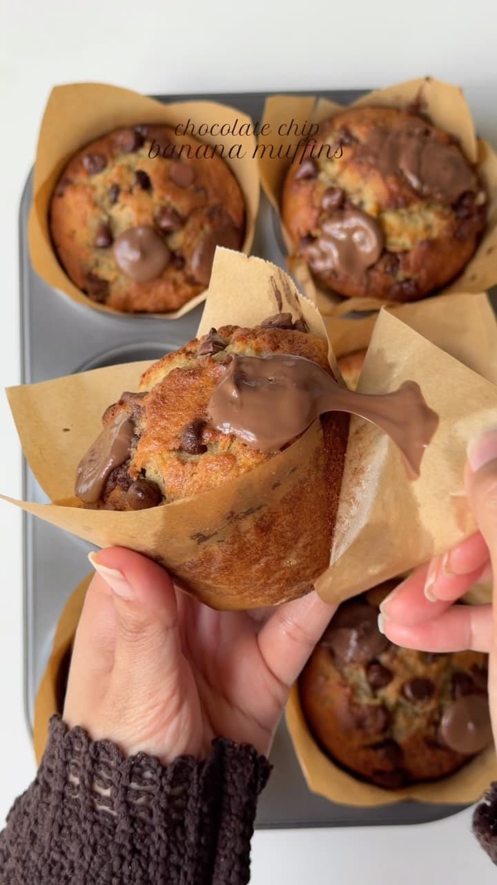 Muffins banana e gocce di cioccolato