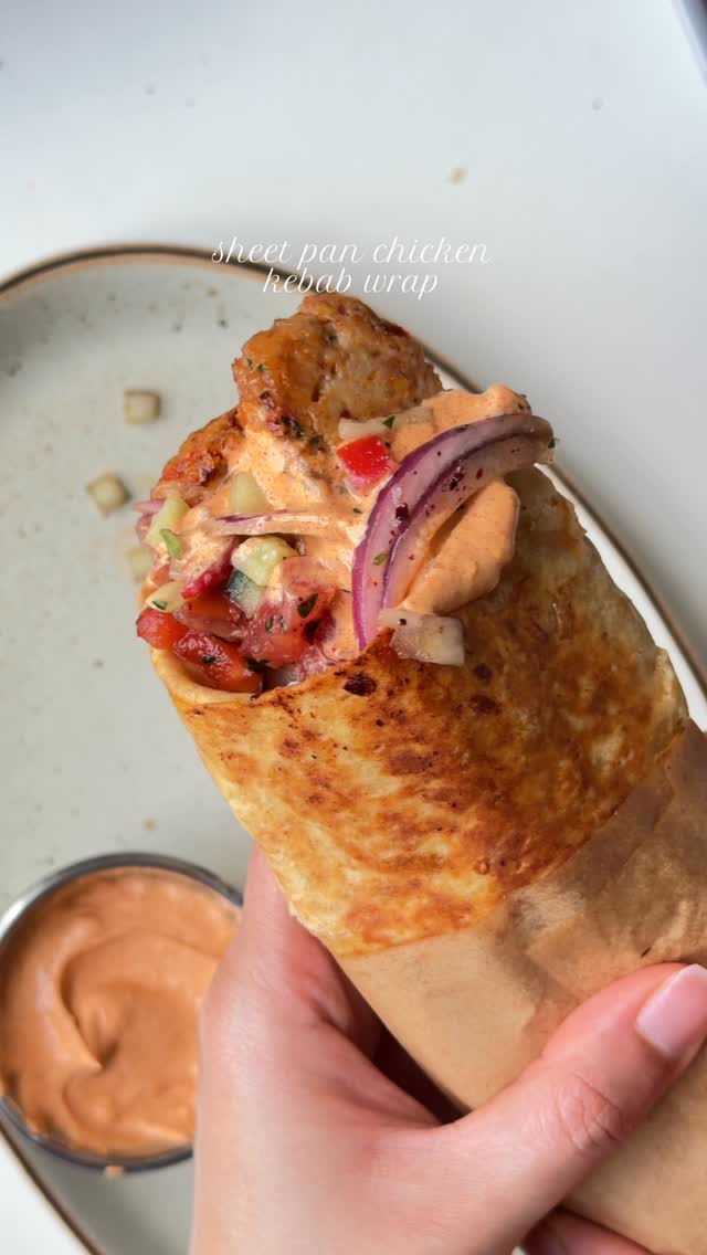 Sheet pan chicken kebab wrap