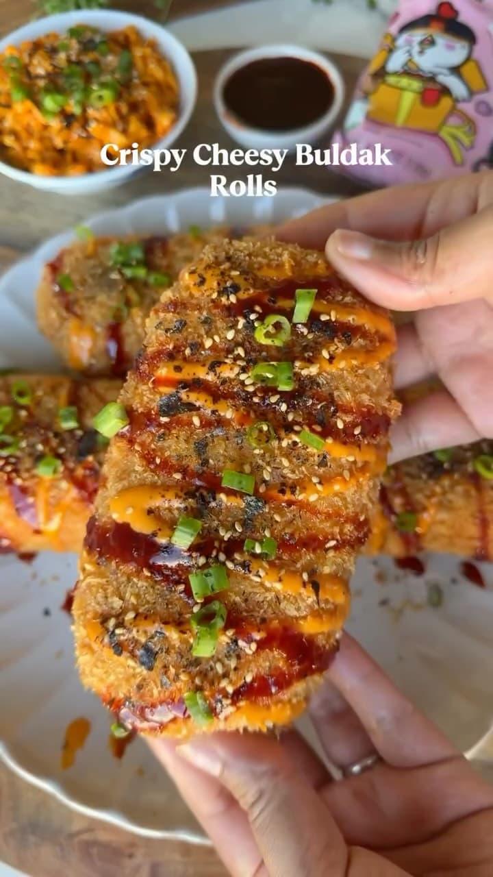 Crispy Cheesy Buldak Sausage Rolls
