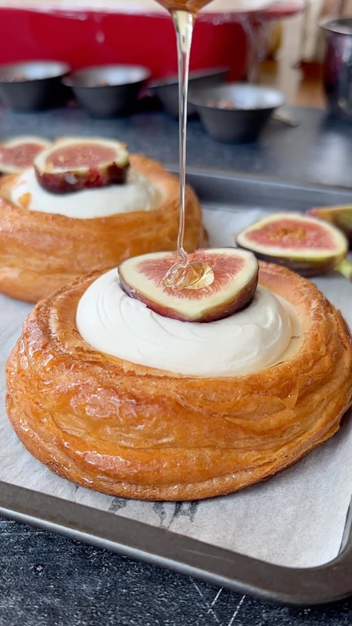 Fig Danish Pastries with Whipped Crème Fraîche Custard