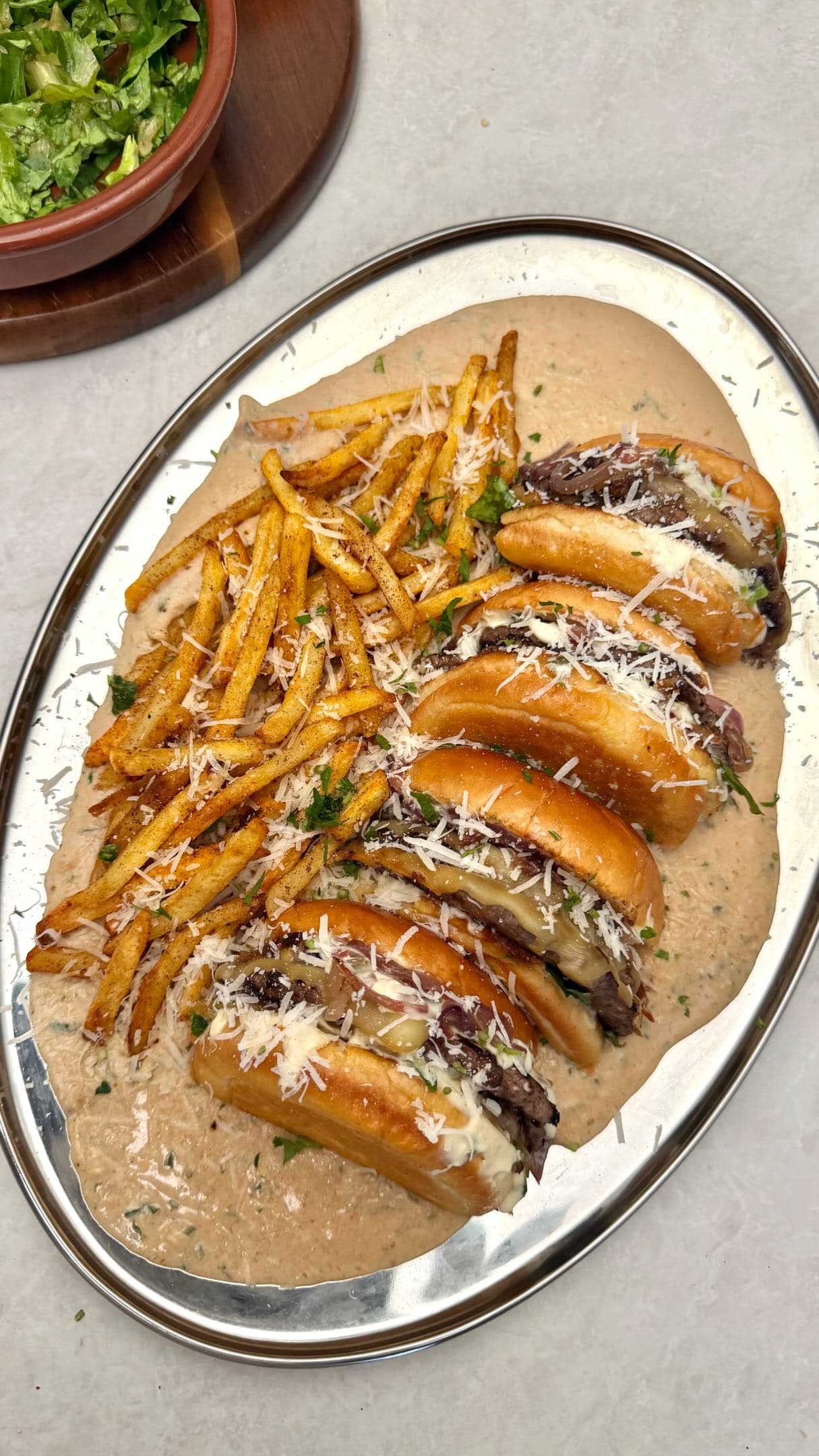 Garlic Parmesan Dipping Cheeseburger