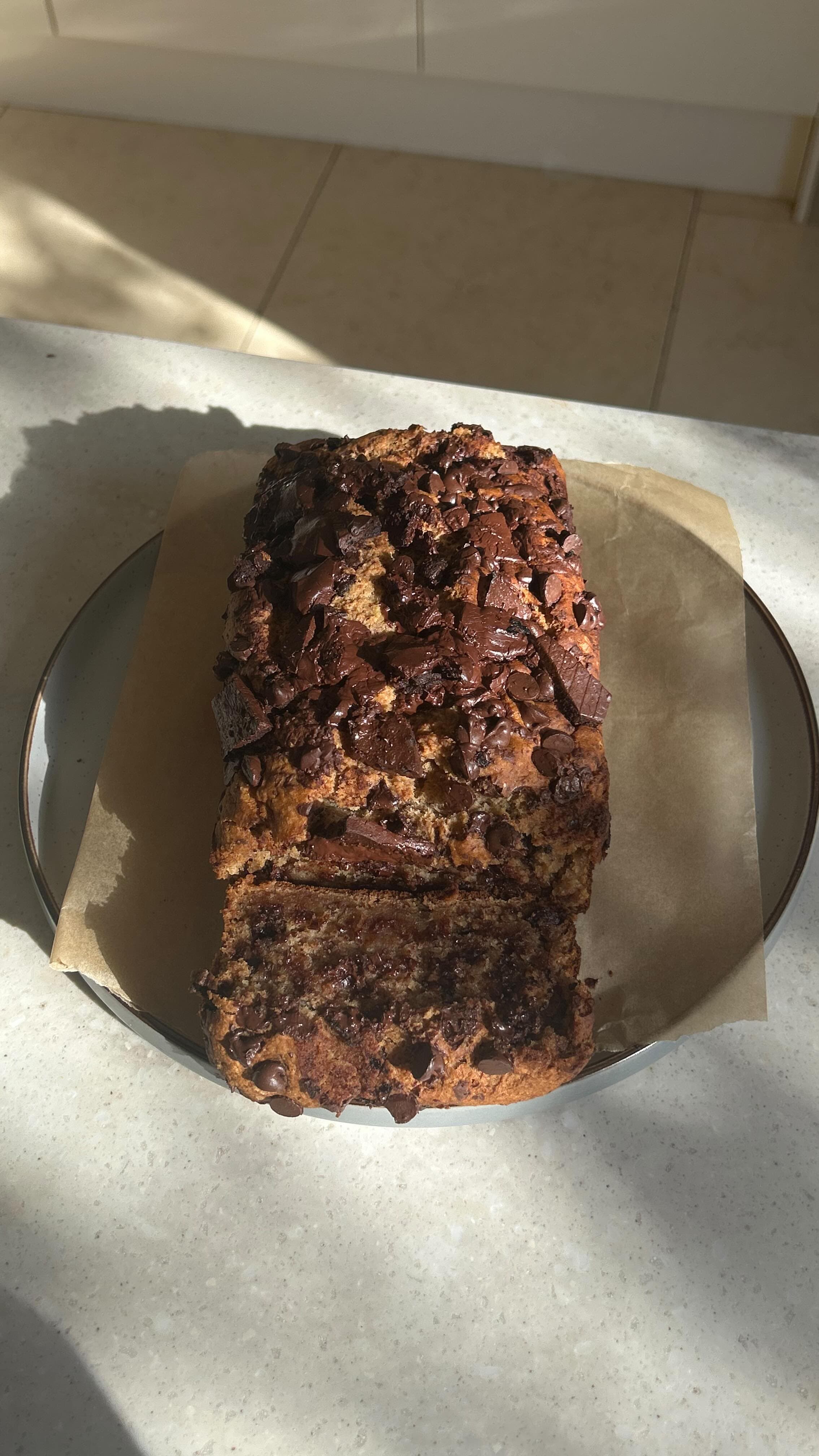 Pan de plátano con chocolate vegano