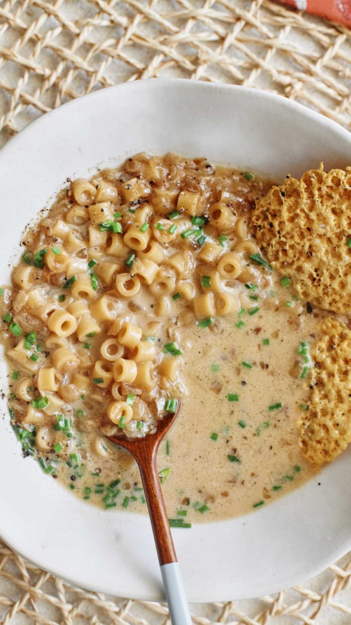 Creamy French Onion Ditalini Soup