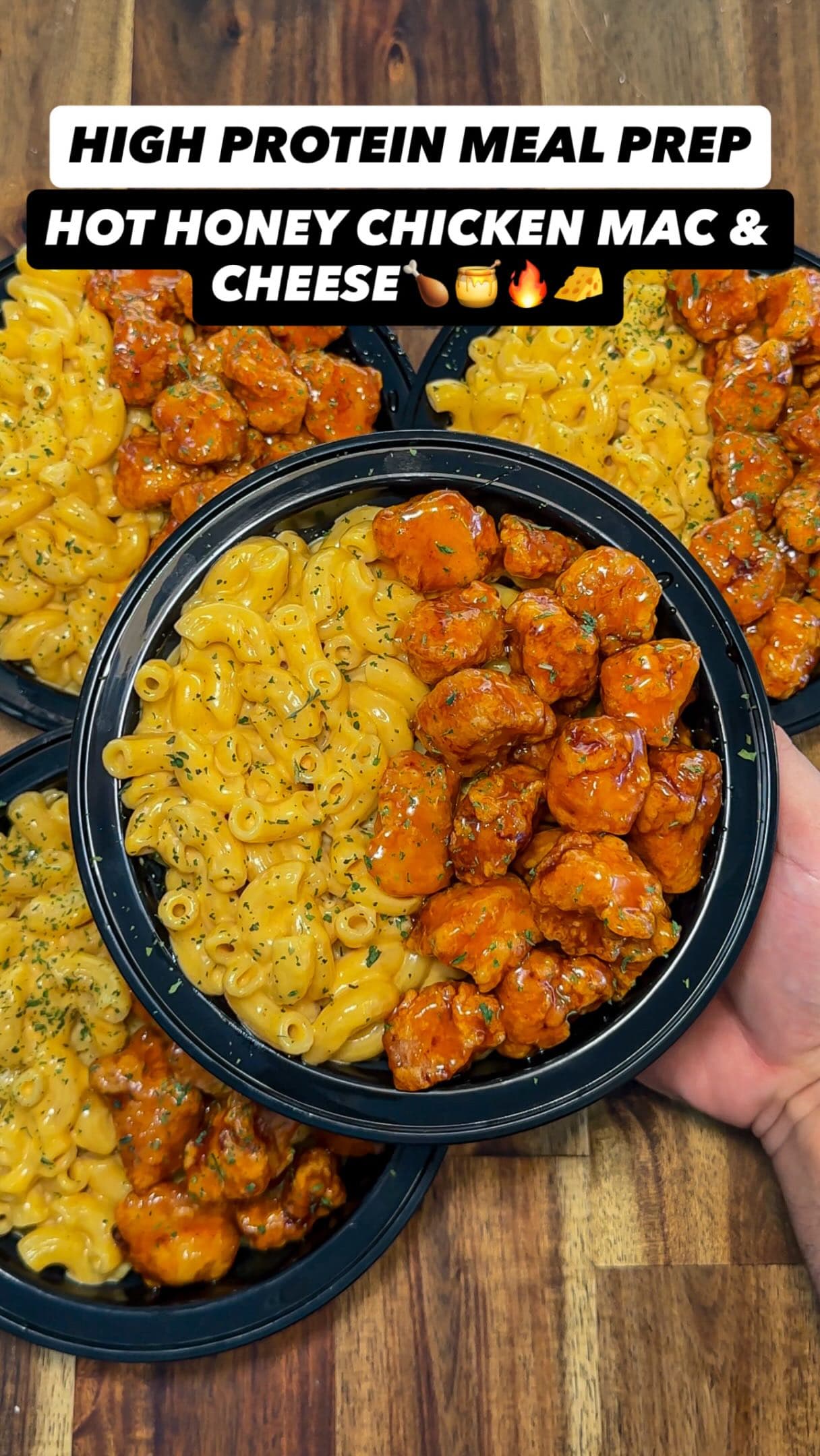 High Protein Crispy Hot Honey Chicken Mac & Cheese