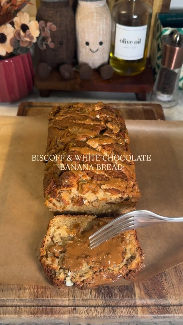 Biscoff und weiße Schokolade Bananenbrot