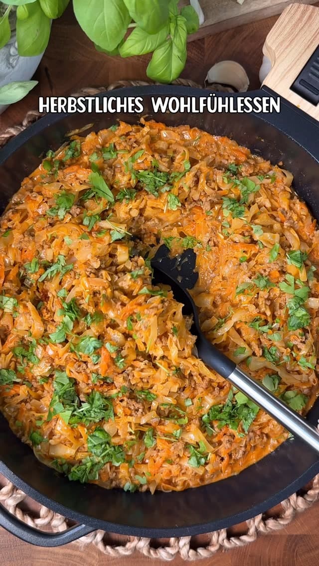 Cremiger Schmorkohl mit Hackfleisch und Möhren