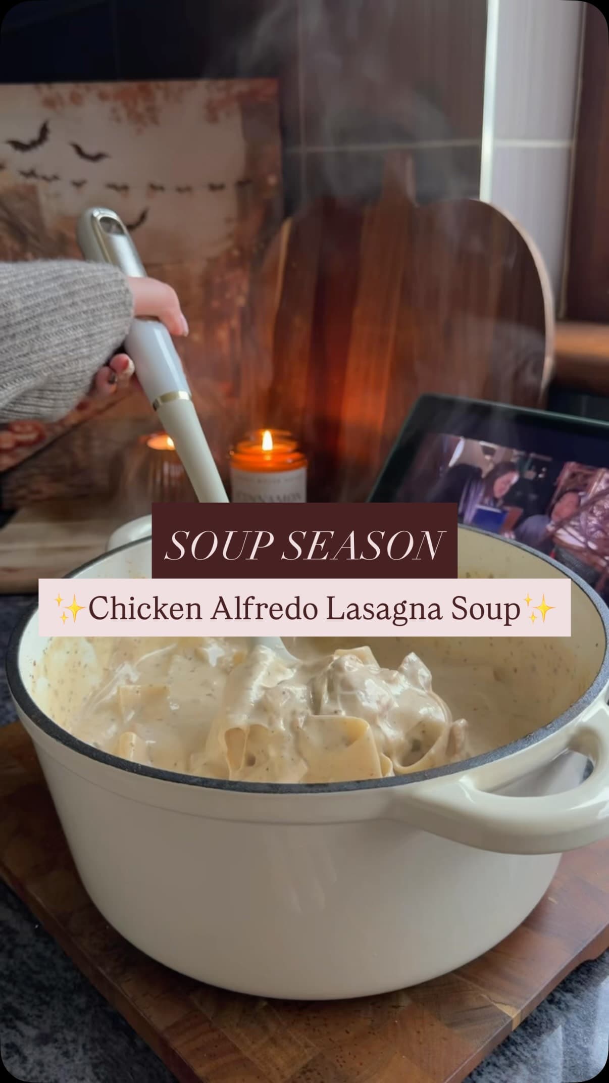 Кремовый суп-лазанья с курицей альфредо