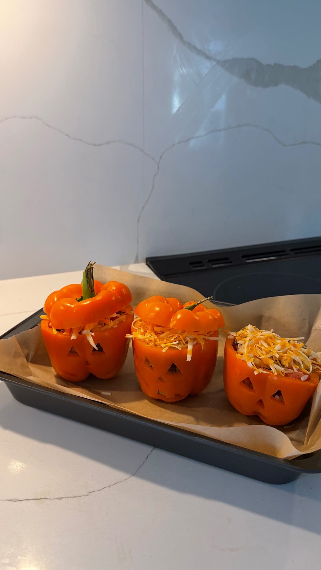 Pimientos rellenos de arroz con calabaza
