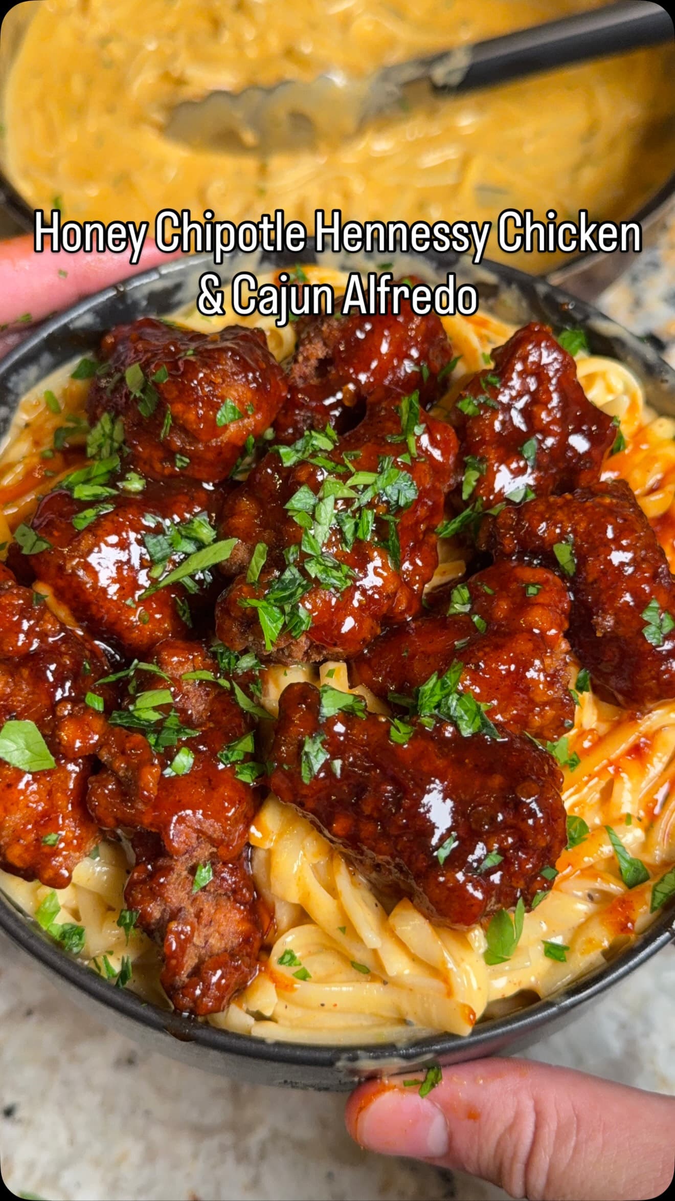 Honey Chipotle Hennessy Chicken & Cajun Alfredo
