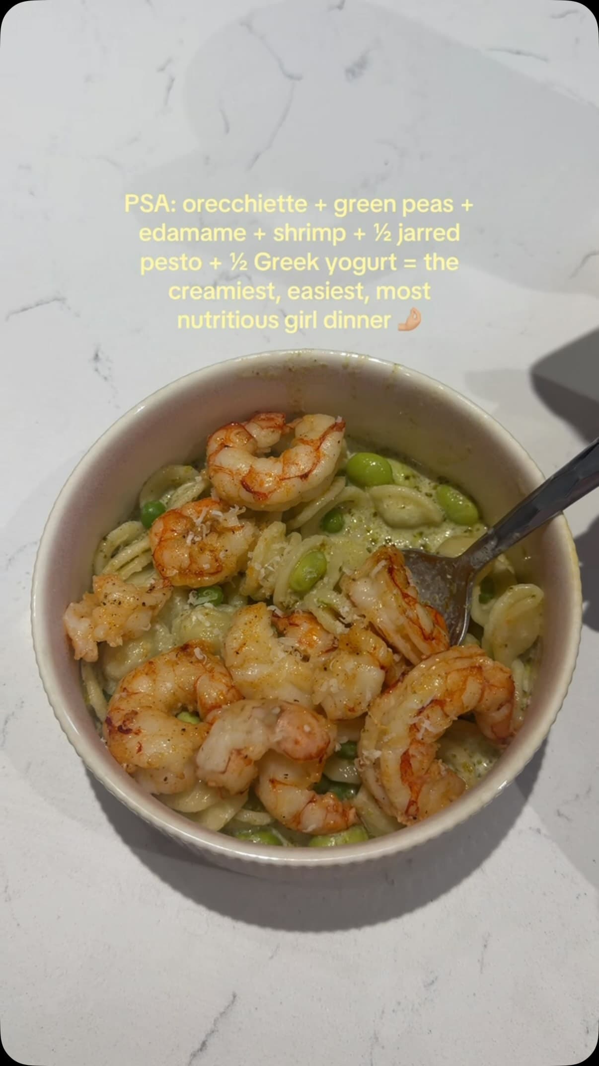 Creamy Pesto Shrimp Orecchiette