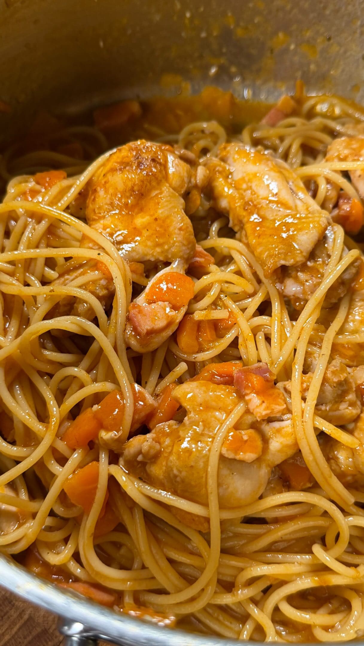 Massa com frango, Bacon e Cenoura
