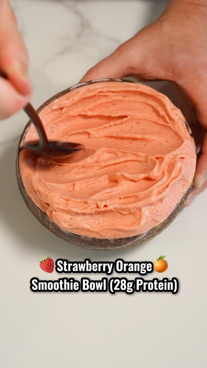 Strawberry Orange Protein Smoothie Bowl