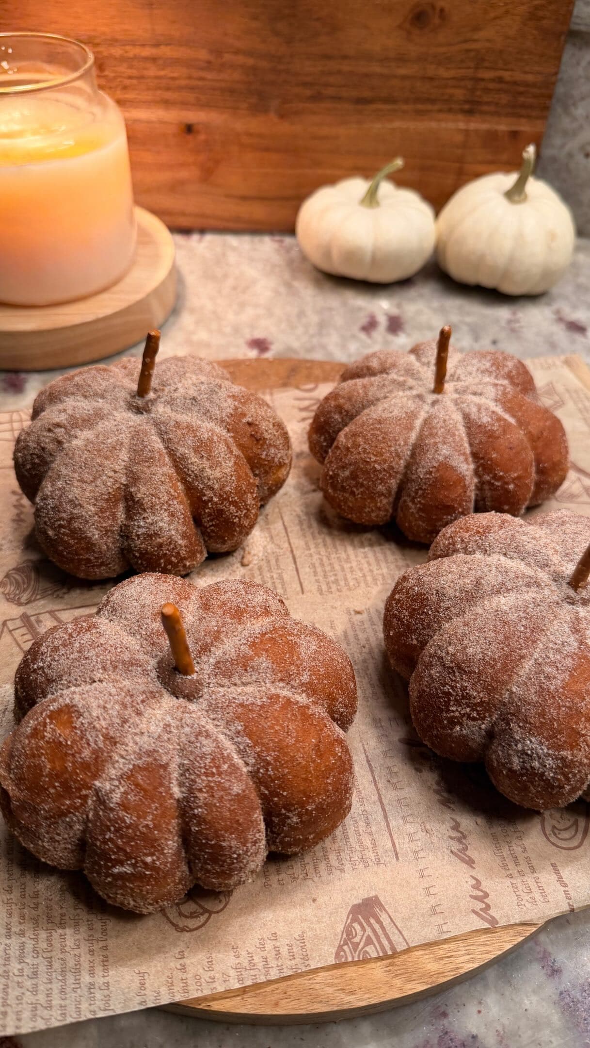 Nutella Stuffed Pumpkin Shaped Donuts
