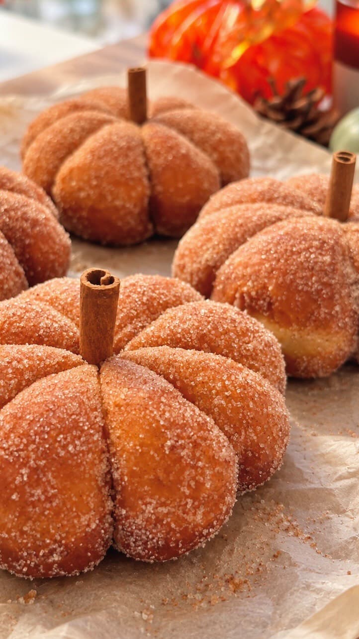 Chocolate Stuffed Pumpkin Donuts