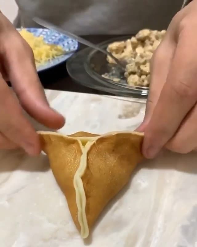 Arabic Pancakes with Chicken and Mushroom Filling