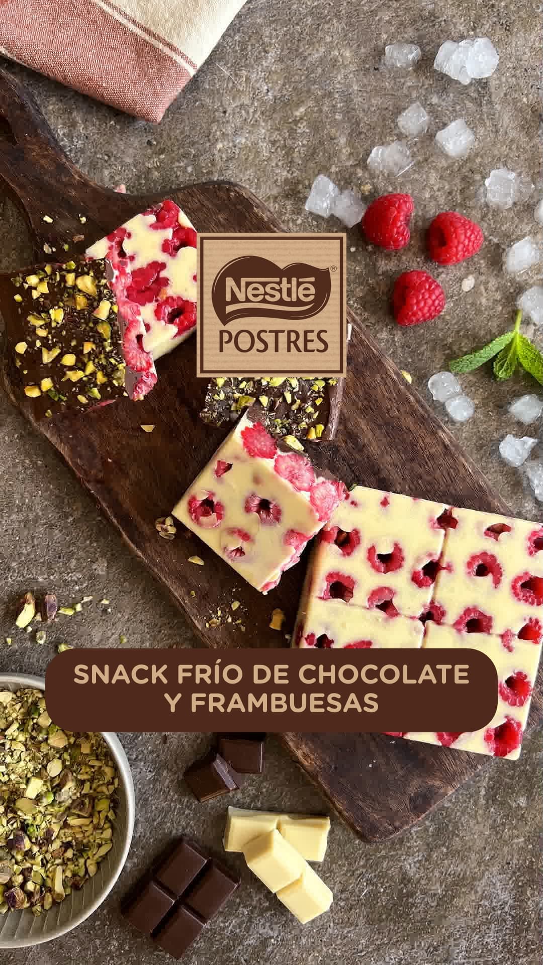 Tableta de Chocolate con Frambuesas y Chocolate Blanco