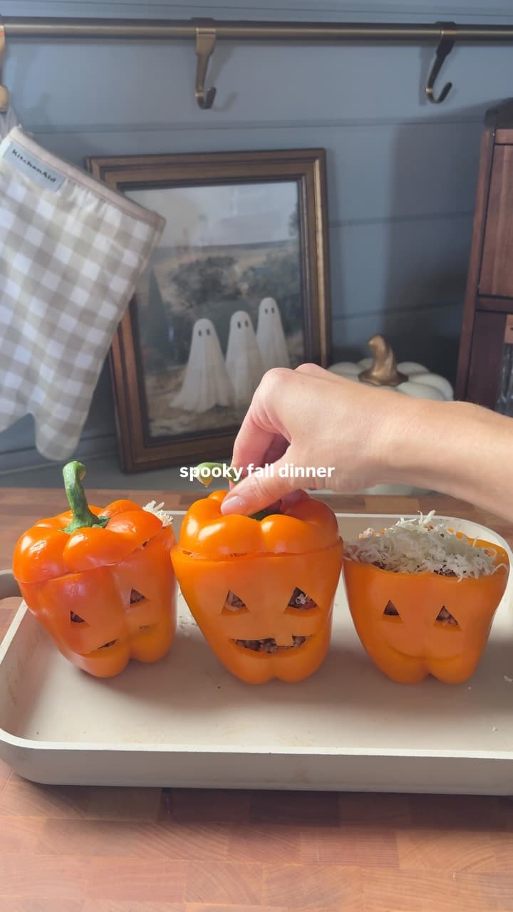 Poivrons farcis citrouille d'Halloween