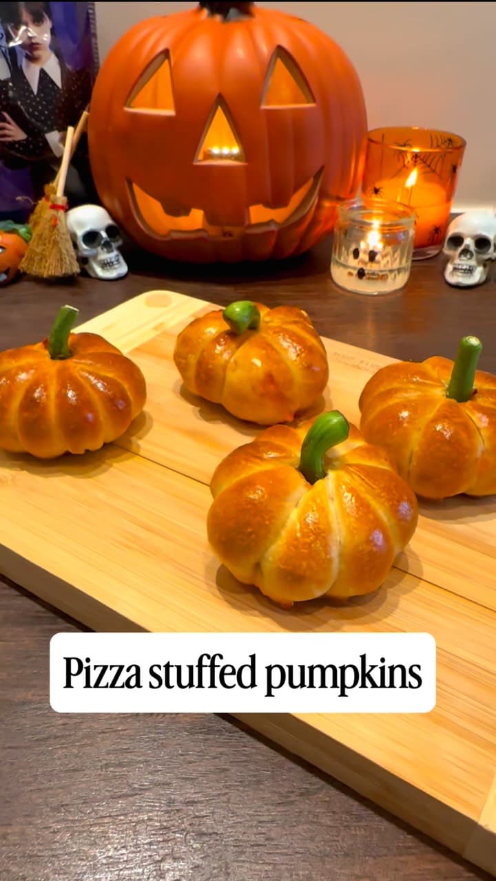 Bocadinhos de Pizza de Abóbora para Halloween