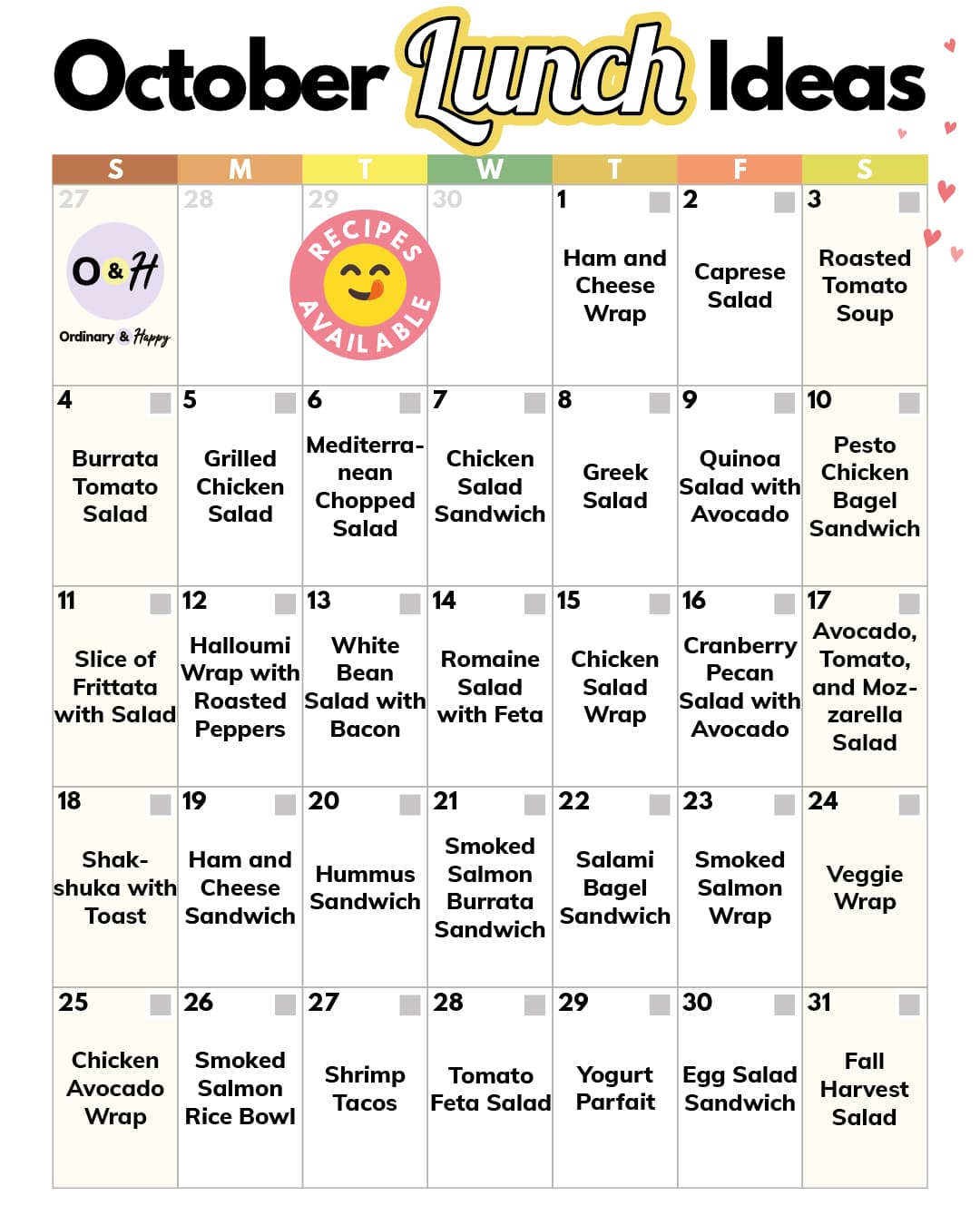 October Lunch Ideas