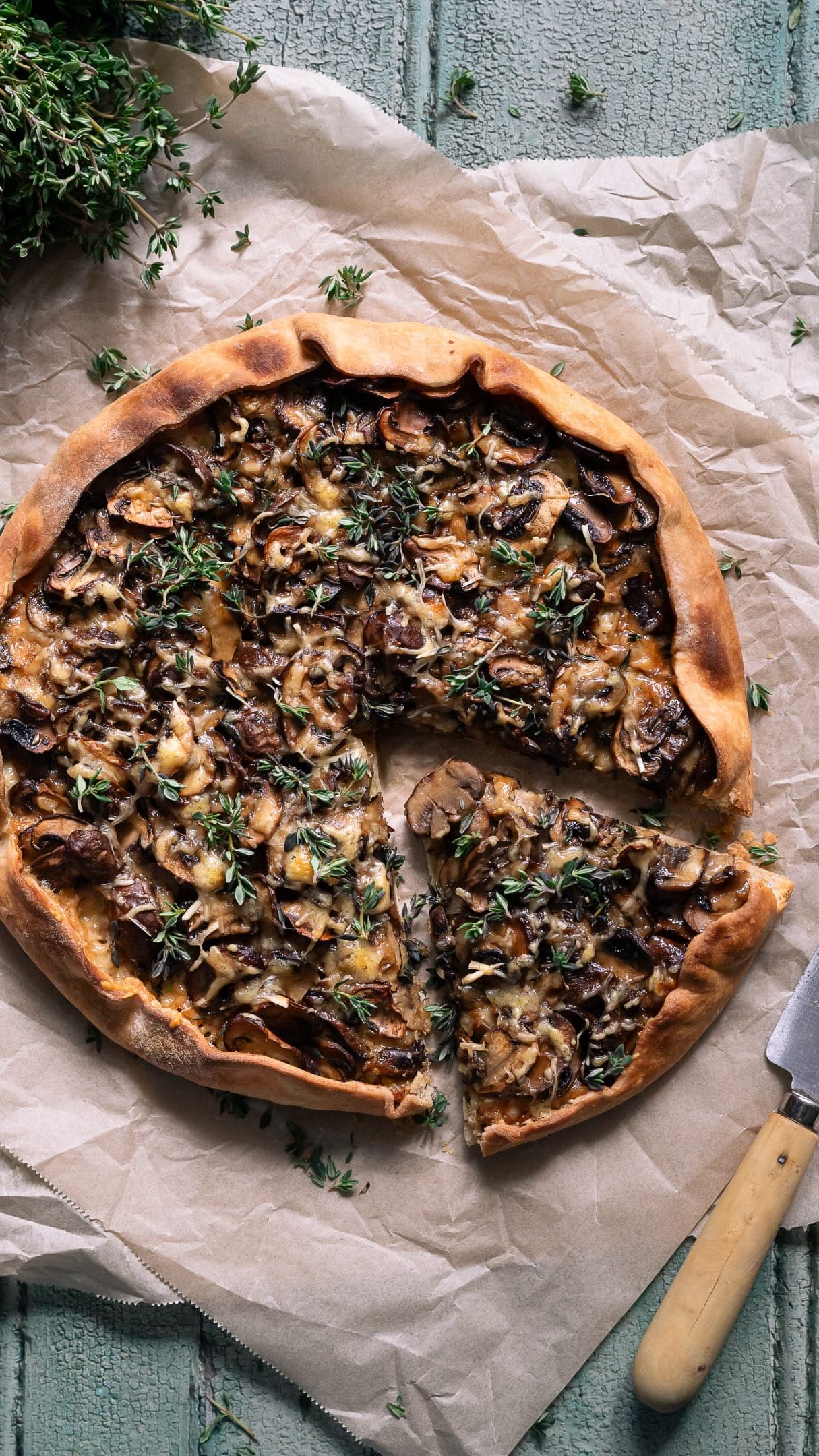 Tarte rustique aux champignons et comté