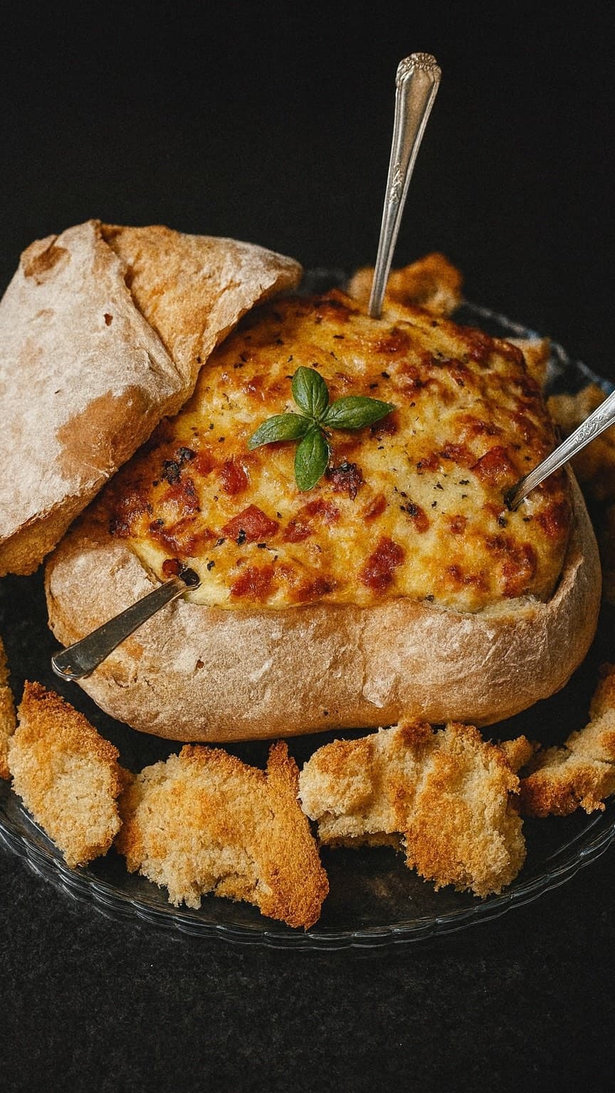 Pão recheado de enchidos e queijo