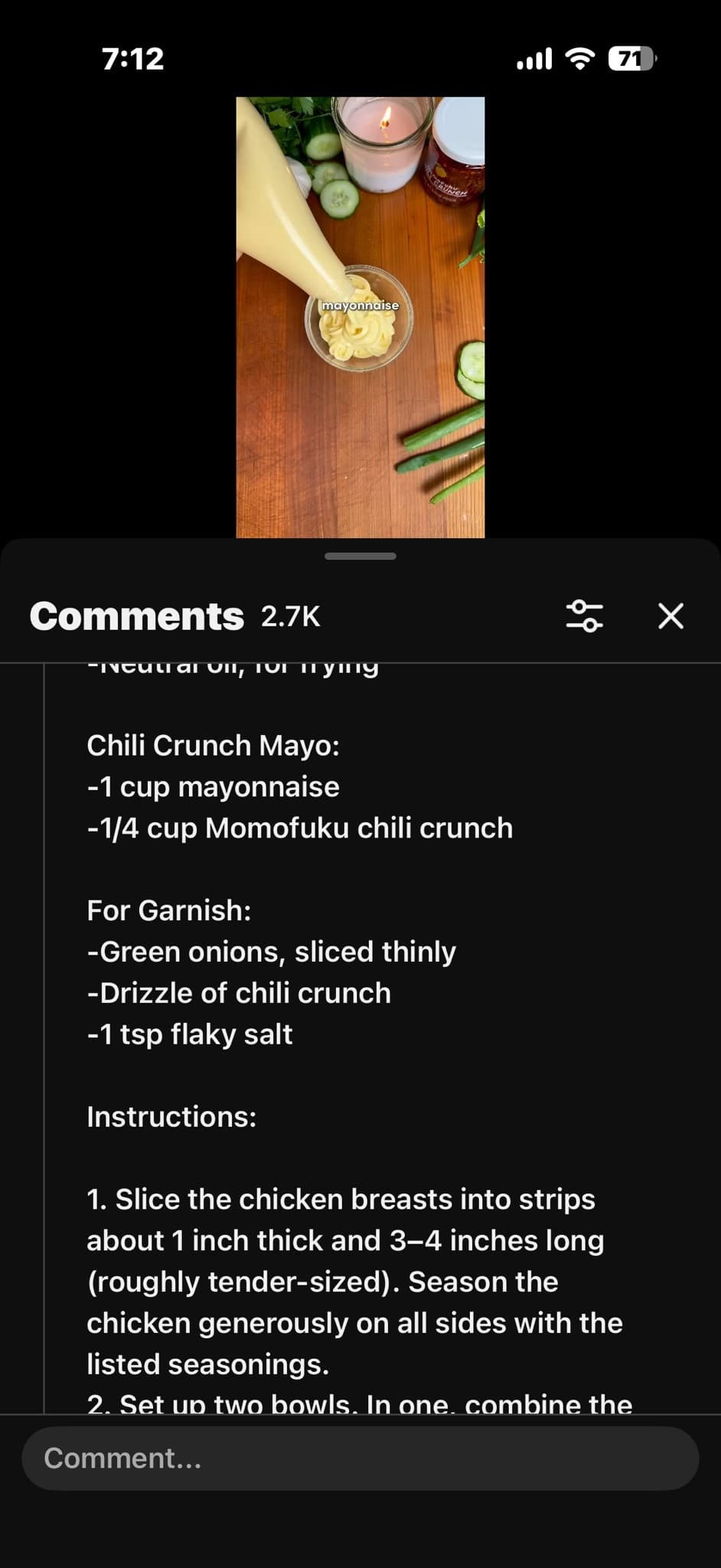 Chili Crunch Mayo Chicken Strips