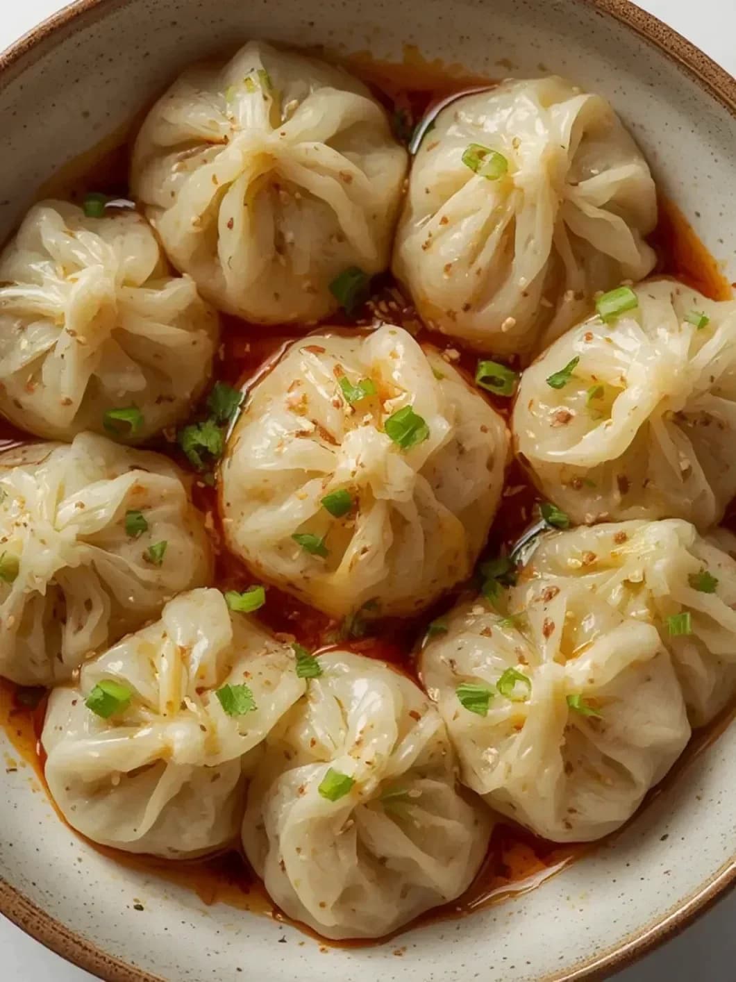 Steamed Soup Dumplings with Chili Oil
