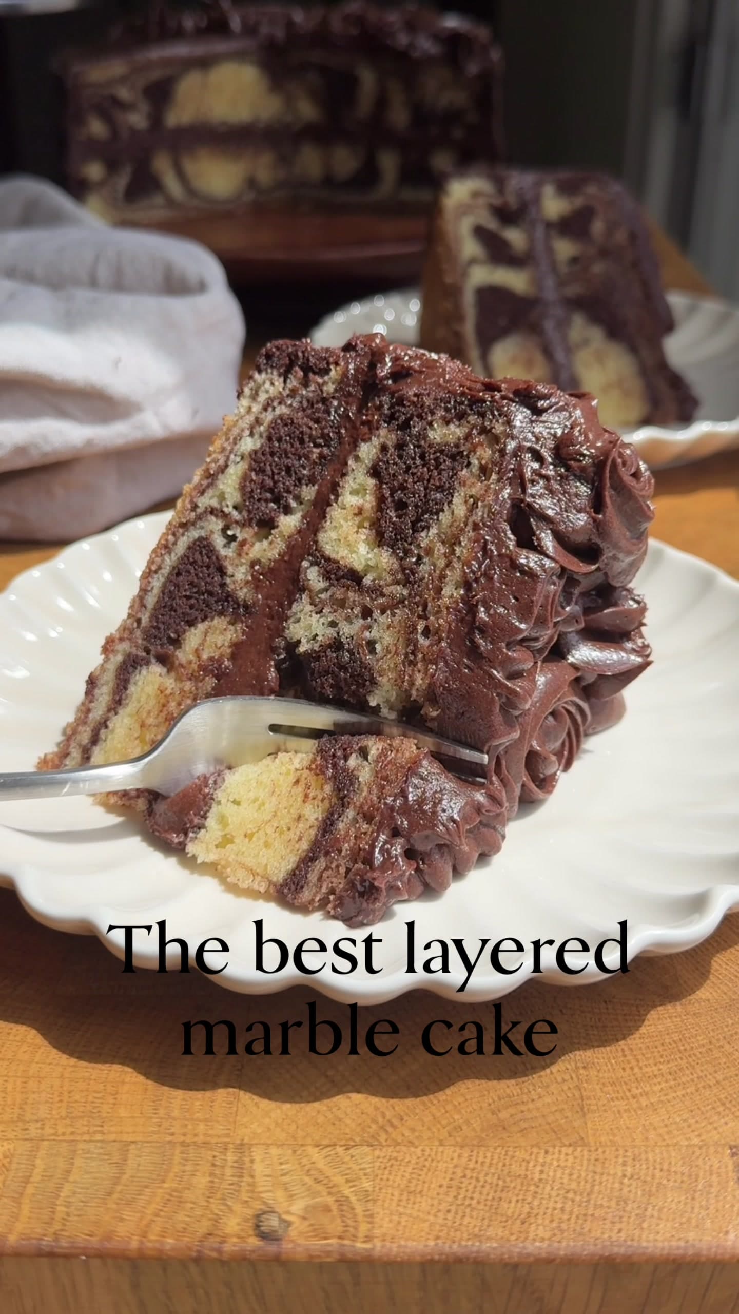 Layered Marble Cake with Chocolate Cream Cheese Frosting