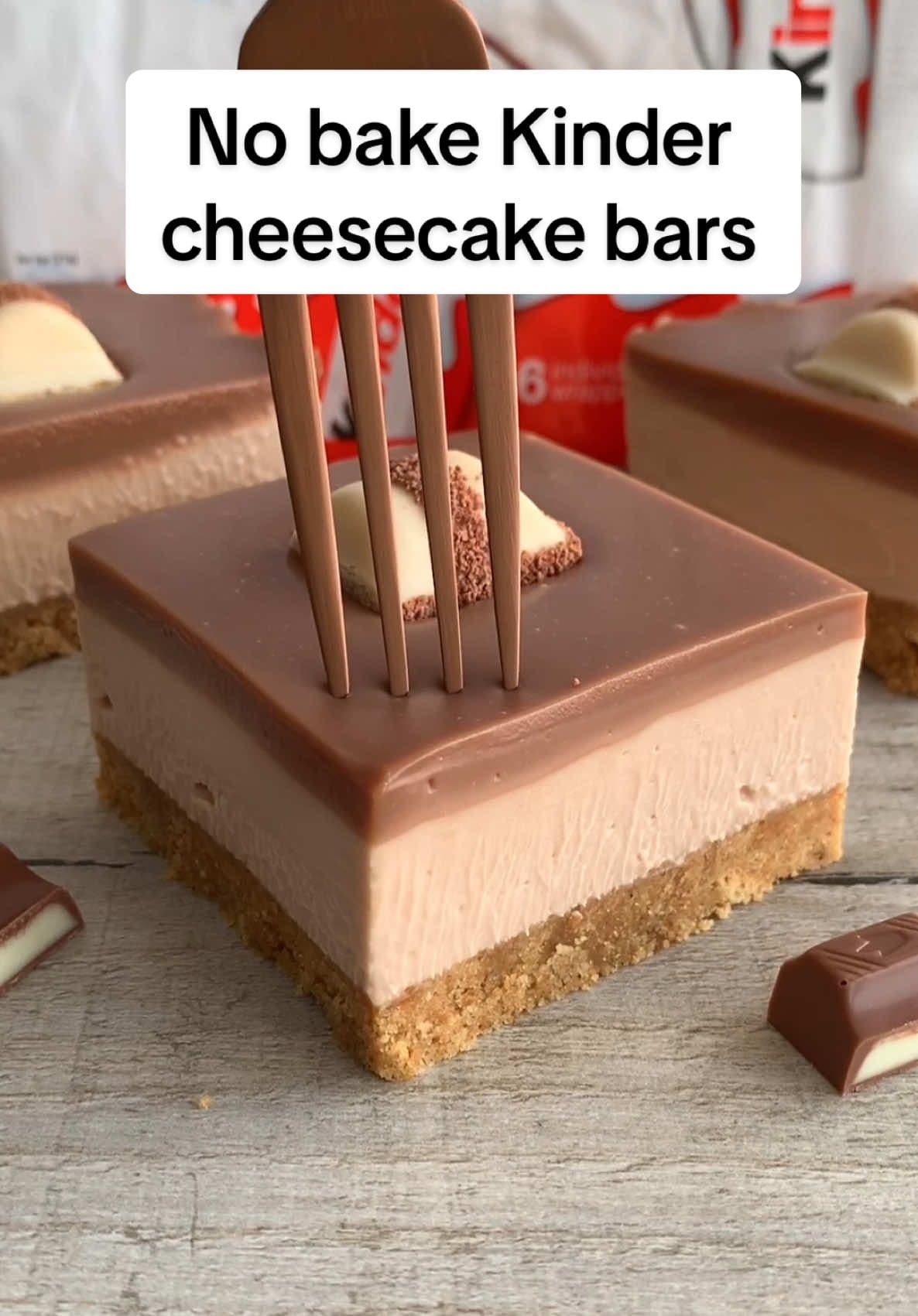 No-Bake Kinder Cheesecake Bars