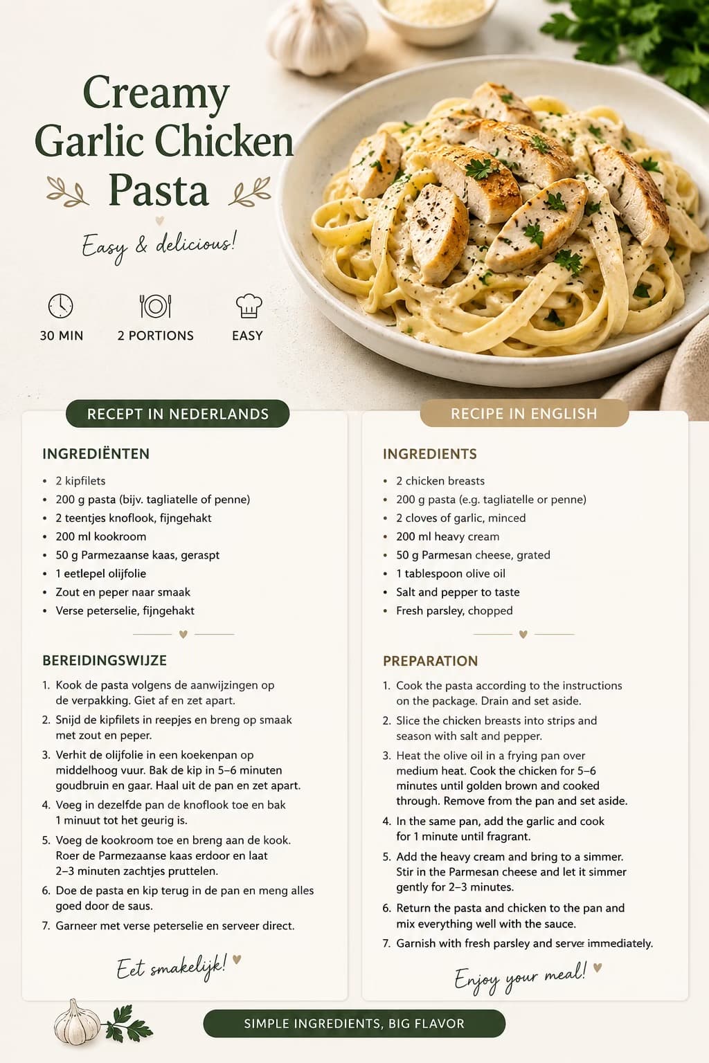 Creamy Garlic Chicken Pasta