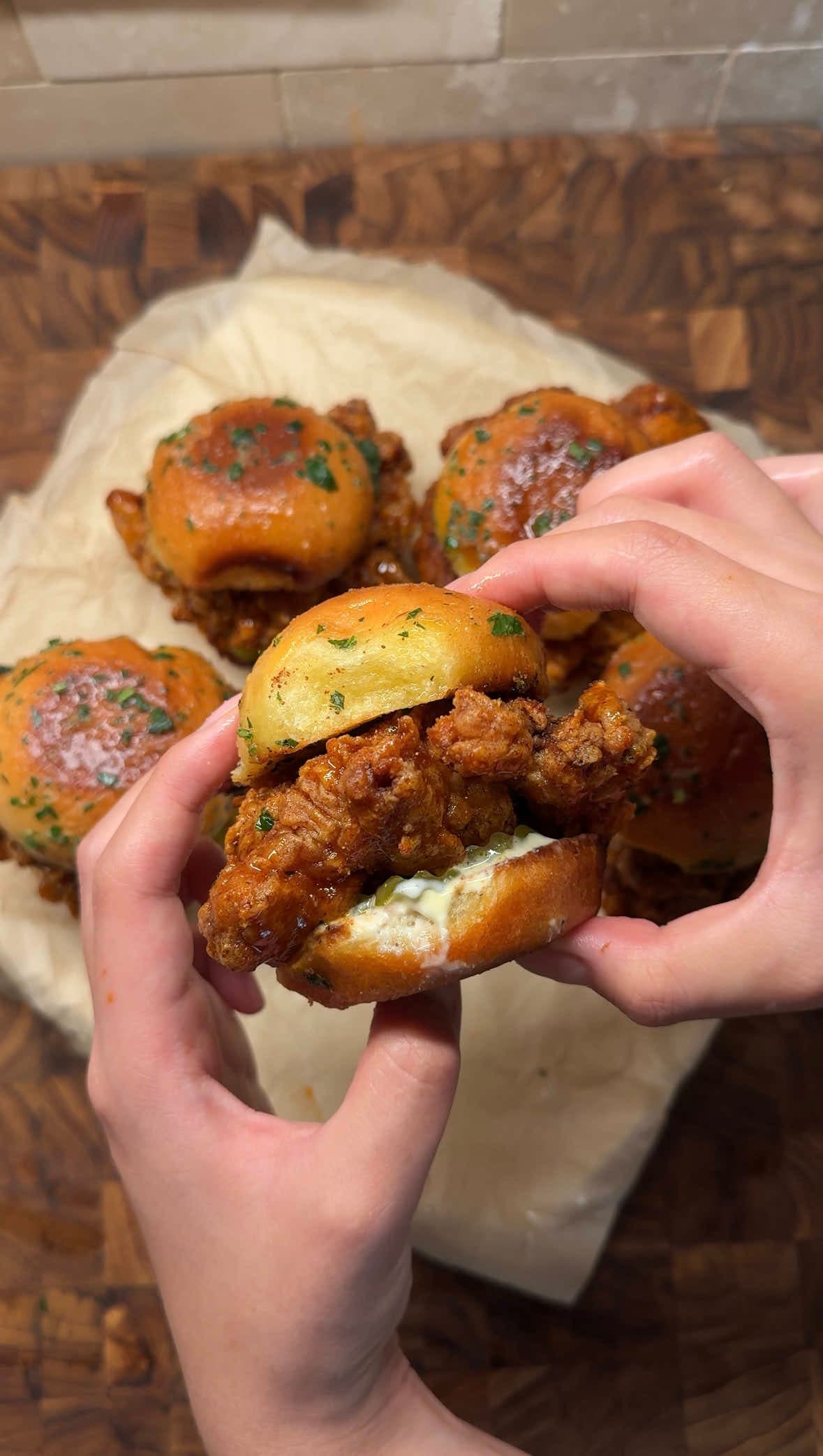Hot Honey Garlic Chicken Sliders