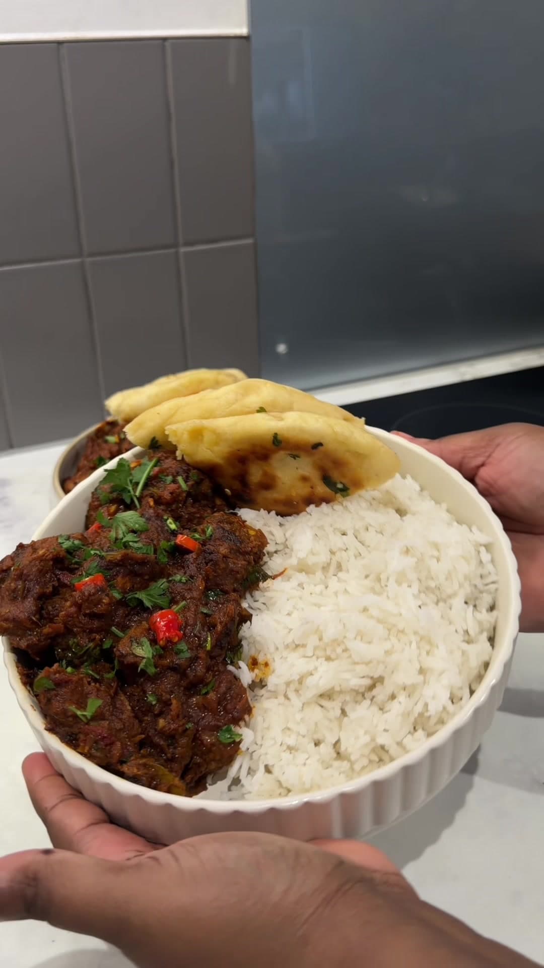 Lamb Curry with Homemade Cheese Naan