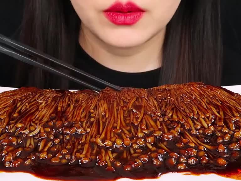ASMR Мукбанг грибы эноки