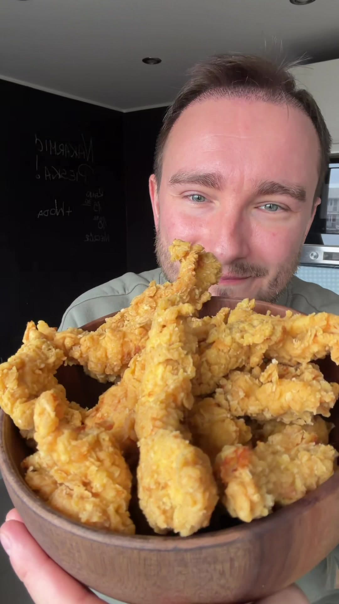 Crispy Chicken Strips with Curry Breading and Sweet Mustard Sauce