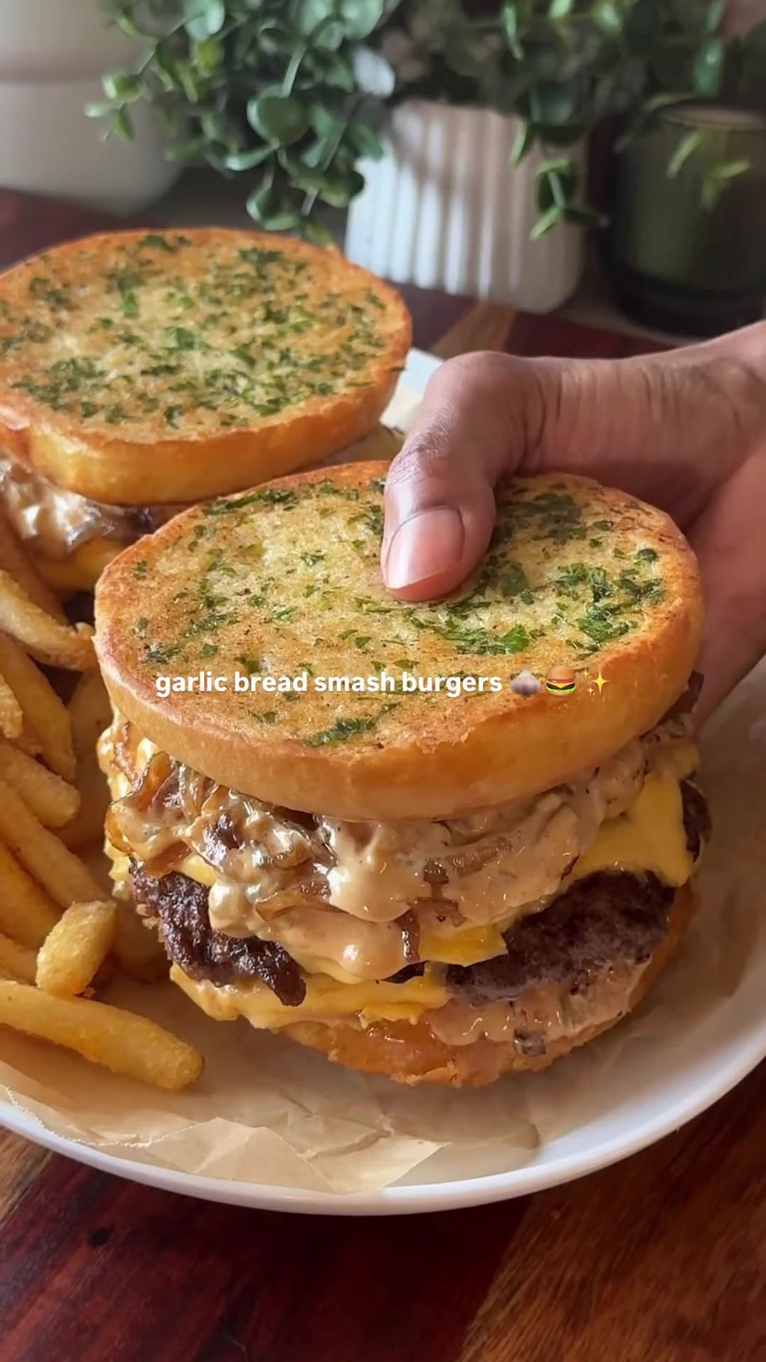 Garlic Bread Smash Burgers