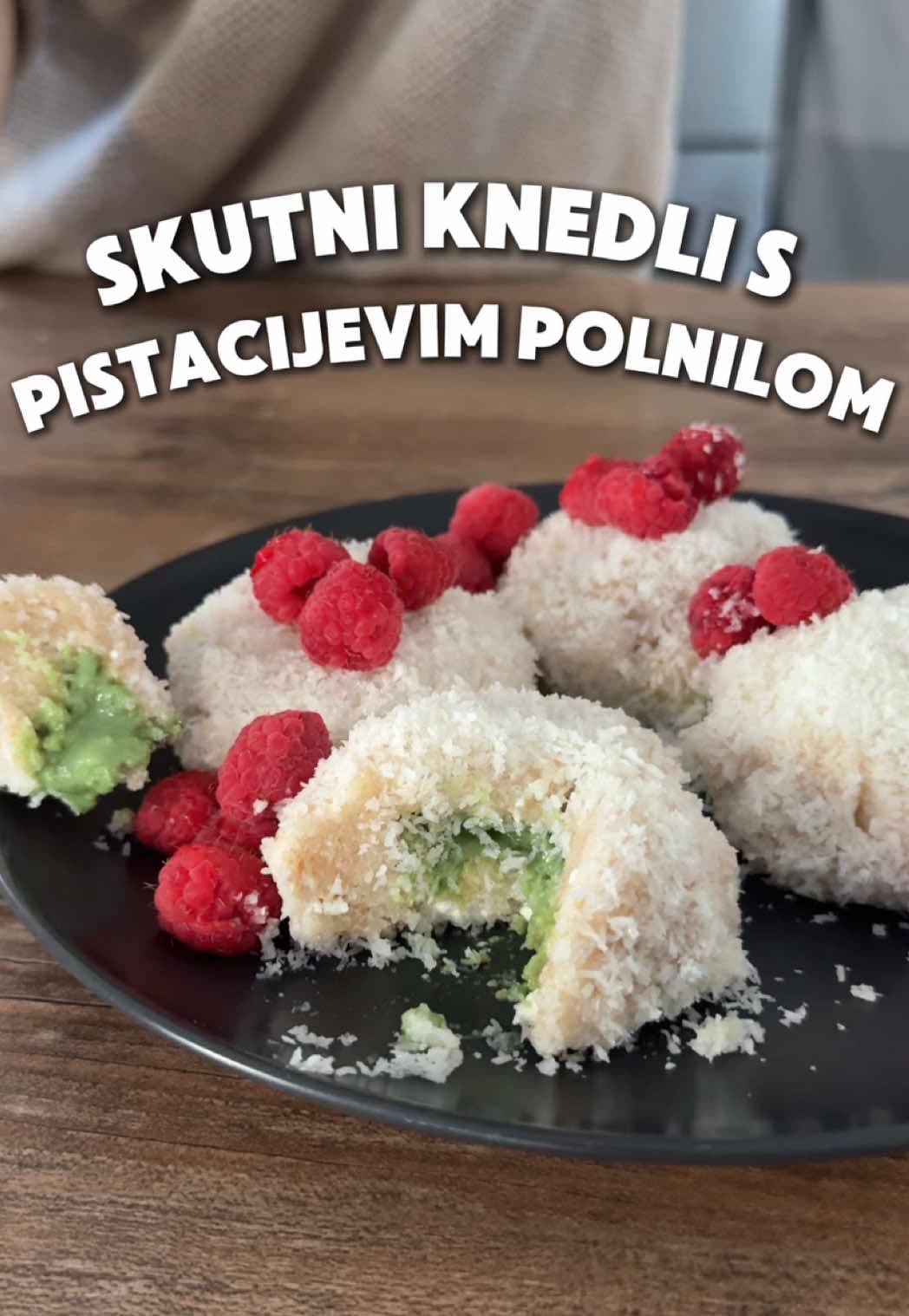 Cottage Cheese Dumplings with Pistachio Filling and Raspberries