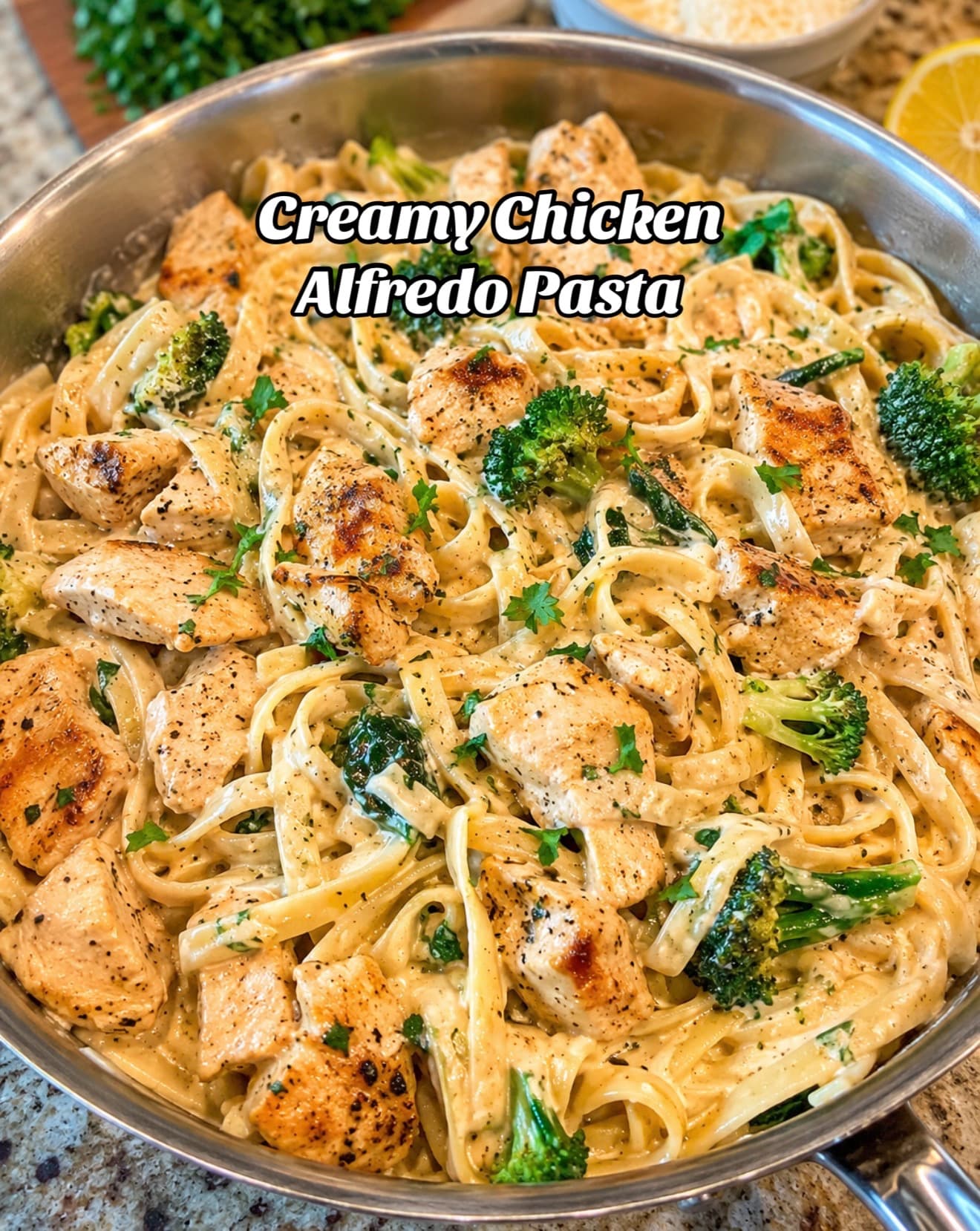 Healthy Creamy Chicken Alfredo Pasta