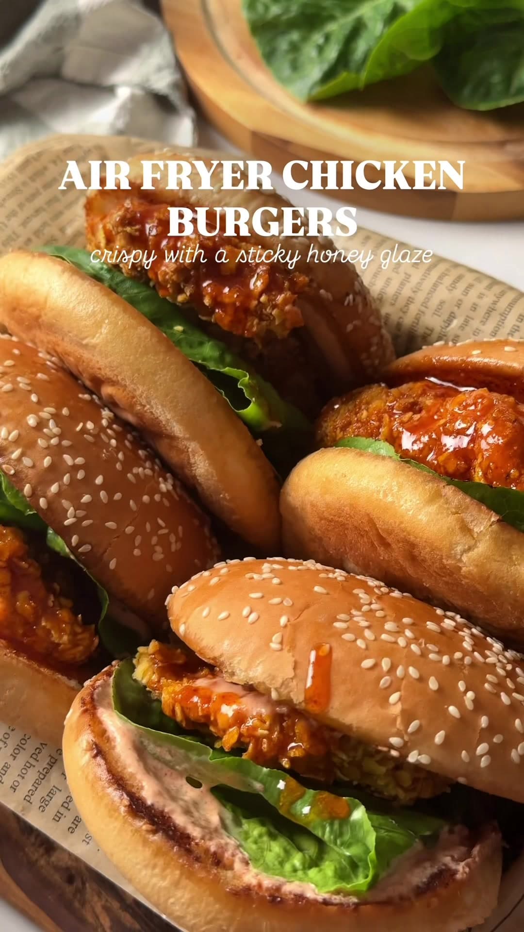 Kuřecí burgery s medovou glazurou z horkovzdušné fritézy
