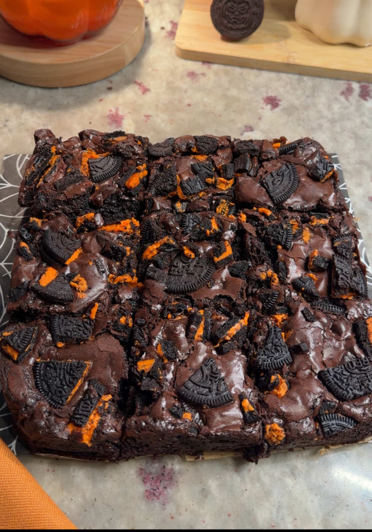 Spooky Fudgy Stuffed Oreo Brownies