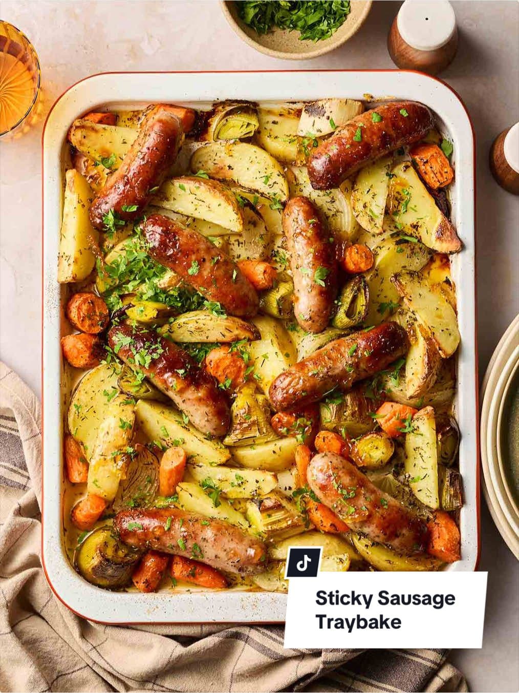 Sticky Sausage Traybake