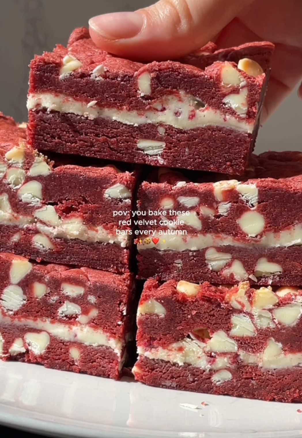 Red Velvet Cookie Bars with White Chocolate