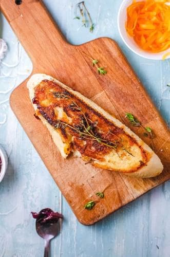 Gooey Garlic Bread Grilled Cheese Sandwich